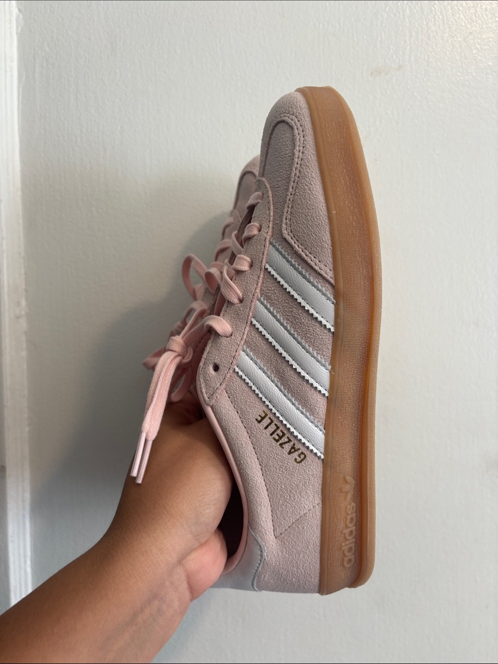 adidas Gazelle Pastel Pink Suede Sneakers with White Stripes - Picture 12 of 13